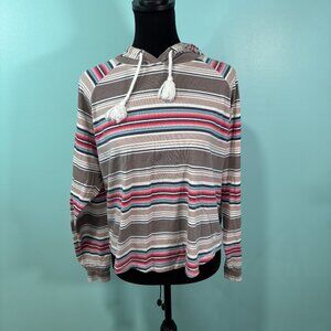 Ariat Striped Hooded Long Sleeve Pullover Shirt Size Large    Lot N